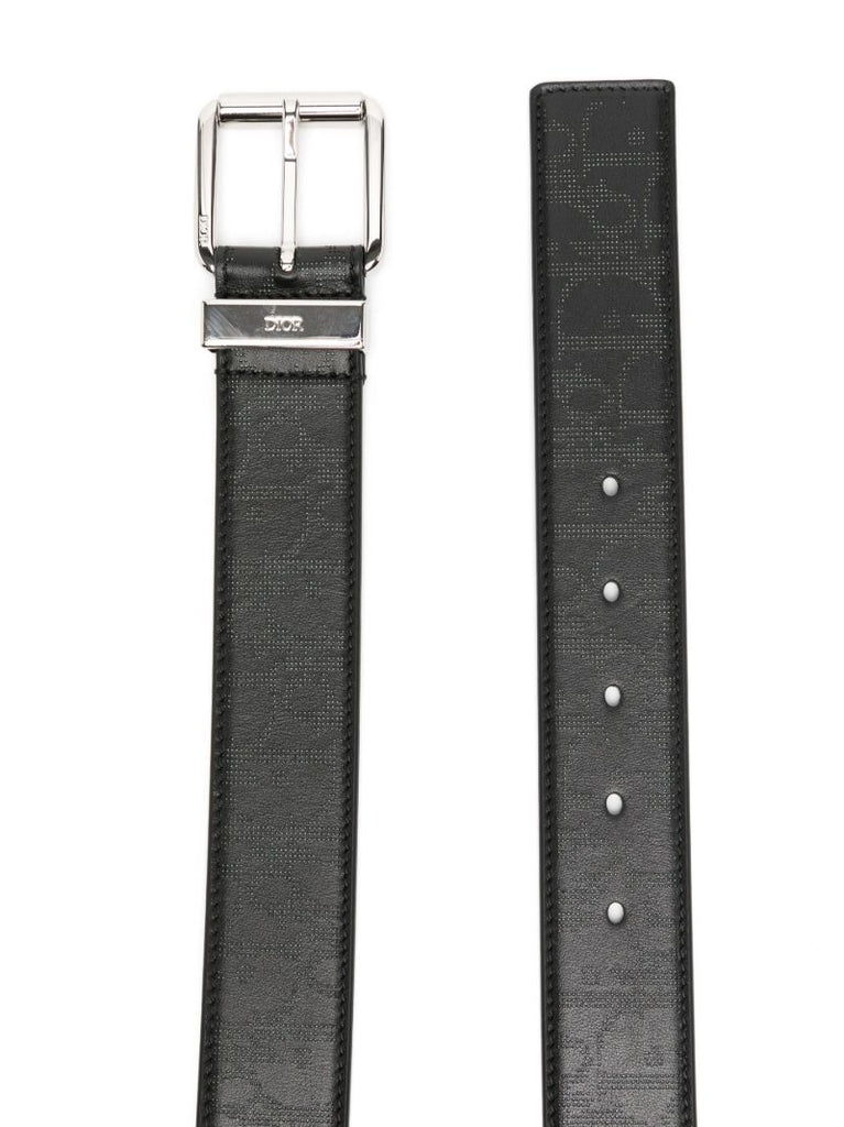 Black Logo Embellished Leather Belt