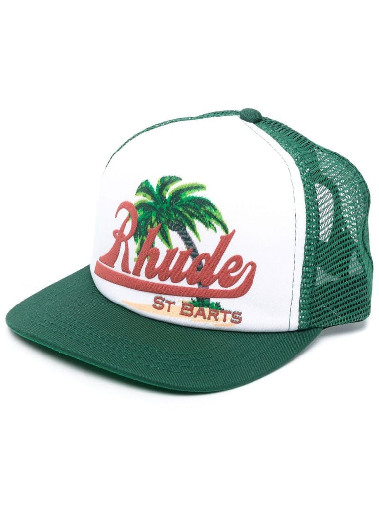 Green Logo Embroidered Trucker Cap