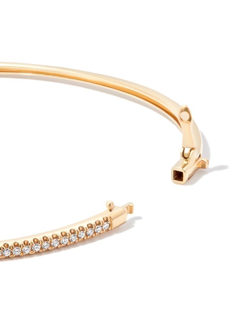 14k Yellow Gold Sea of Beauty Diamond Pearl Bangle Bracelet