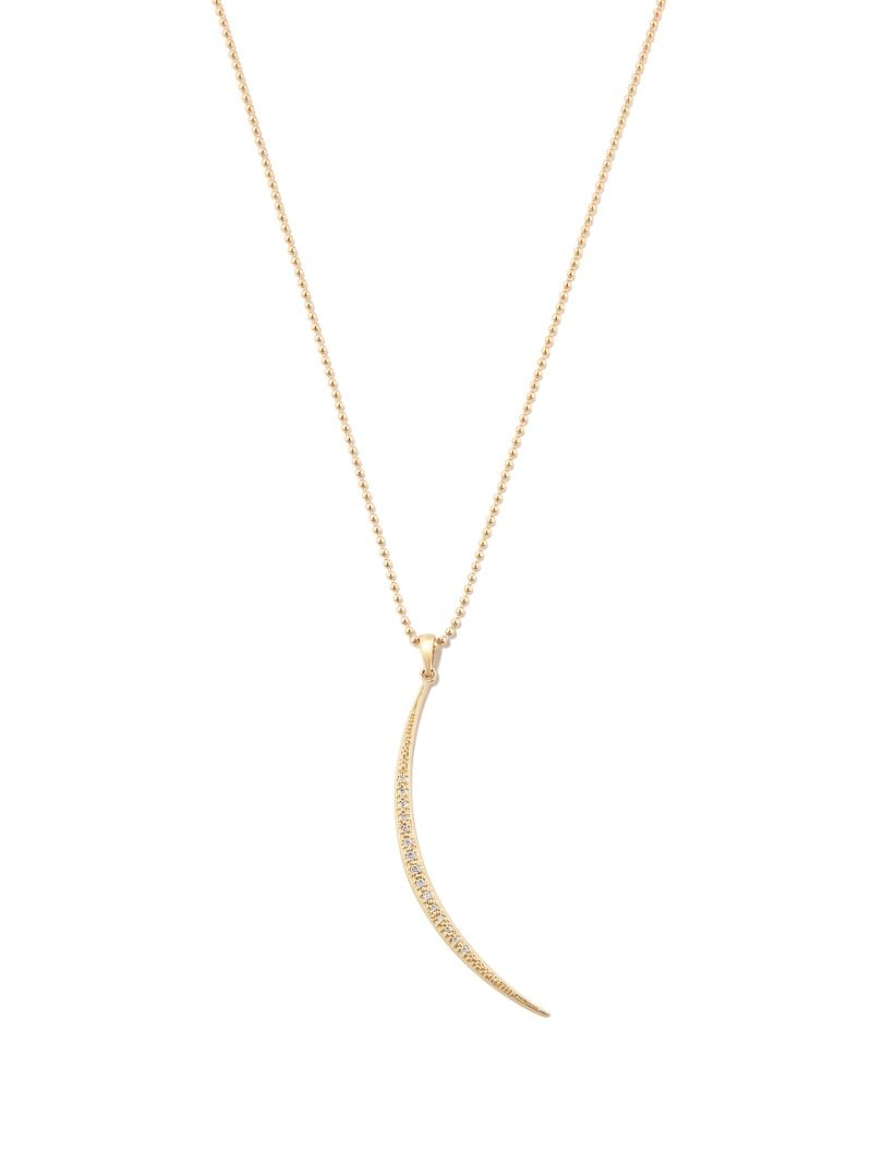 14k Yellow Gold Sea of Beauty Crescent Pearl Diamond Necklace