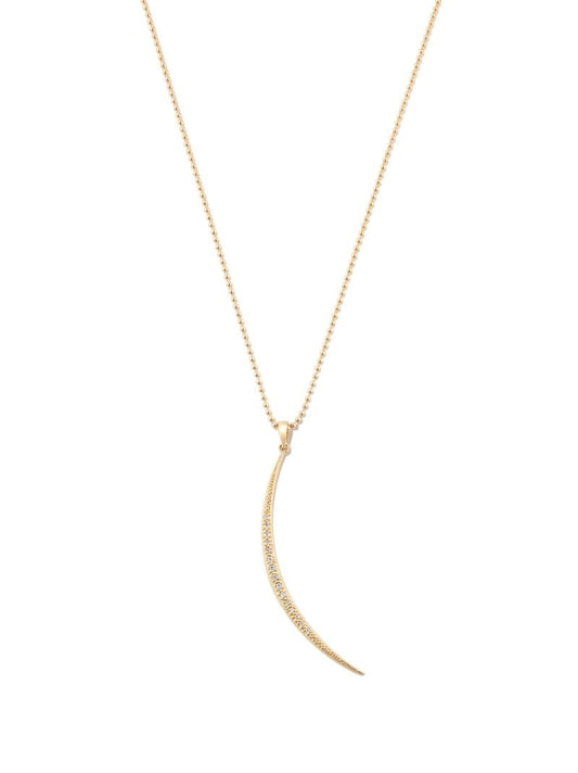 14k Yellow Gold Sea of Beauty Crescent Pearl Diamond Necklace