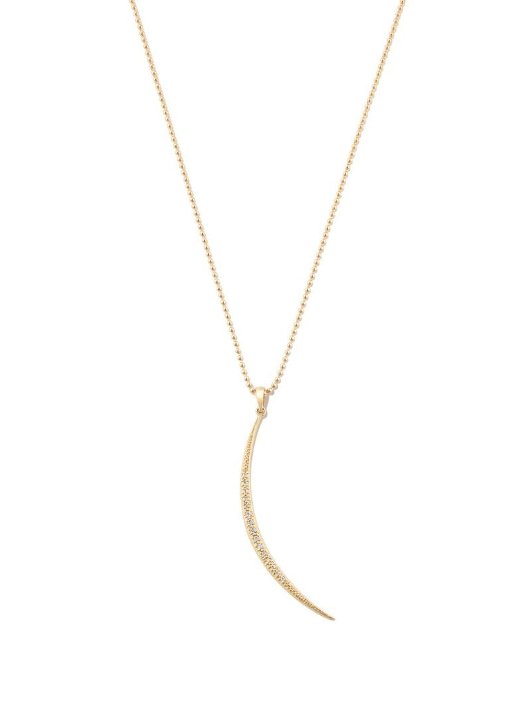 14k Yellow Gold Sea of Beauty Crescent Pearl Diamond Necklace