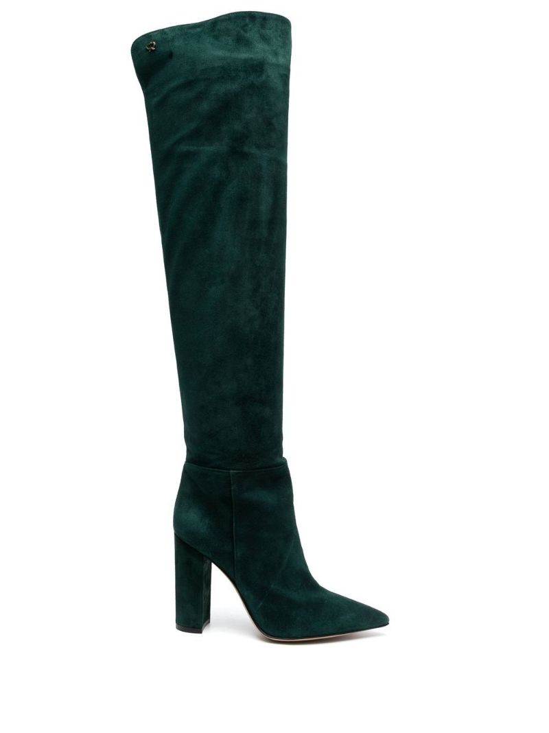Green Knee-high Suede Boots