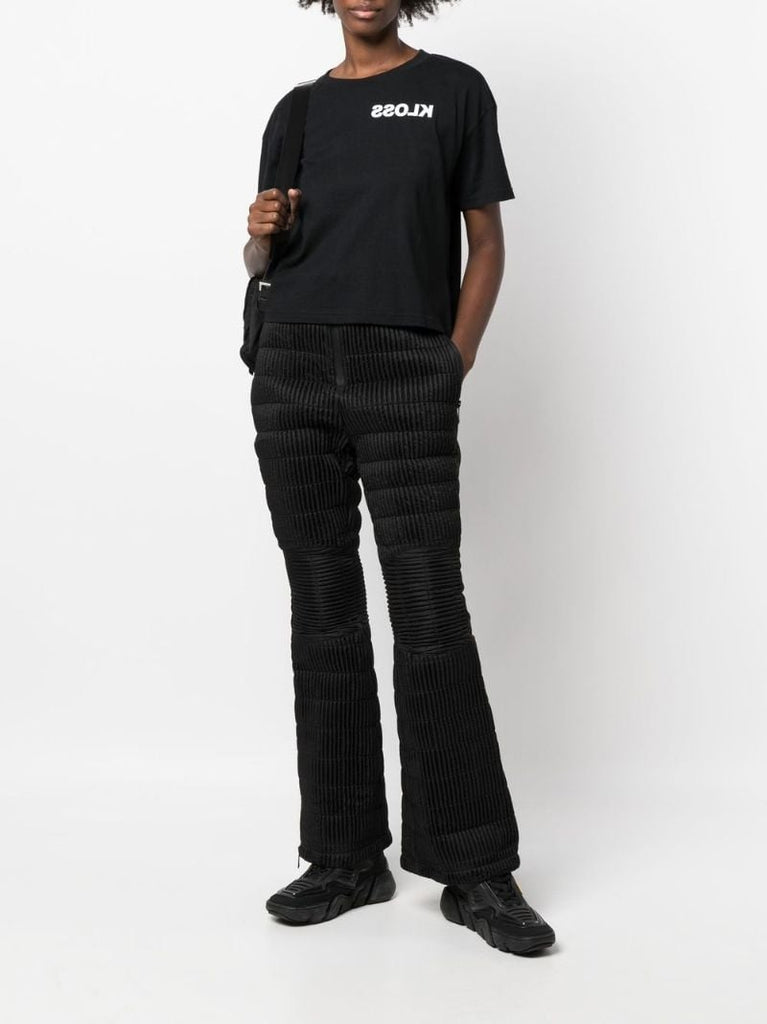 Black Padded Flared Ski Trousers