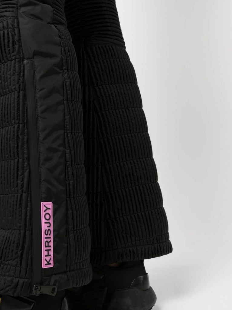 Black Padded Flared Ski Trousers