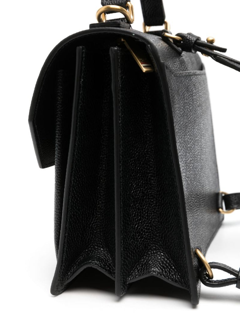 Black School Leather Backpack