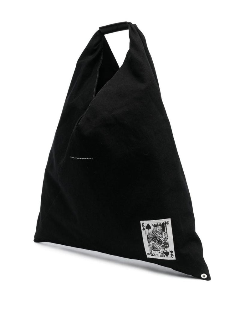 Black Japanese Logo Top Handle Tote Bag