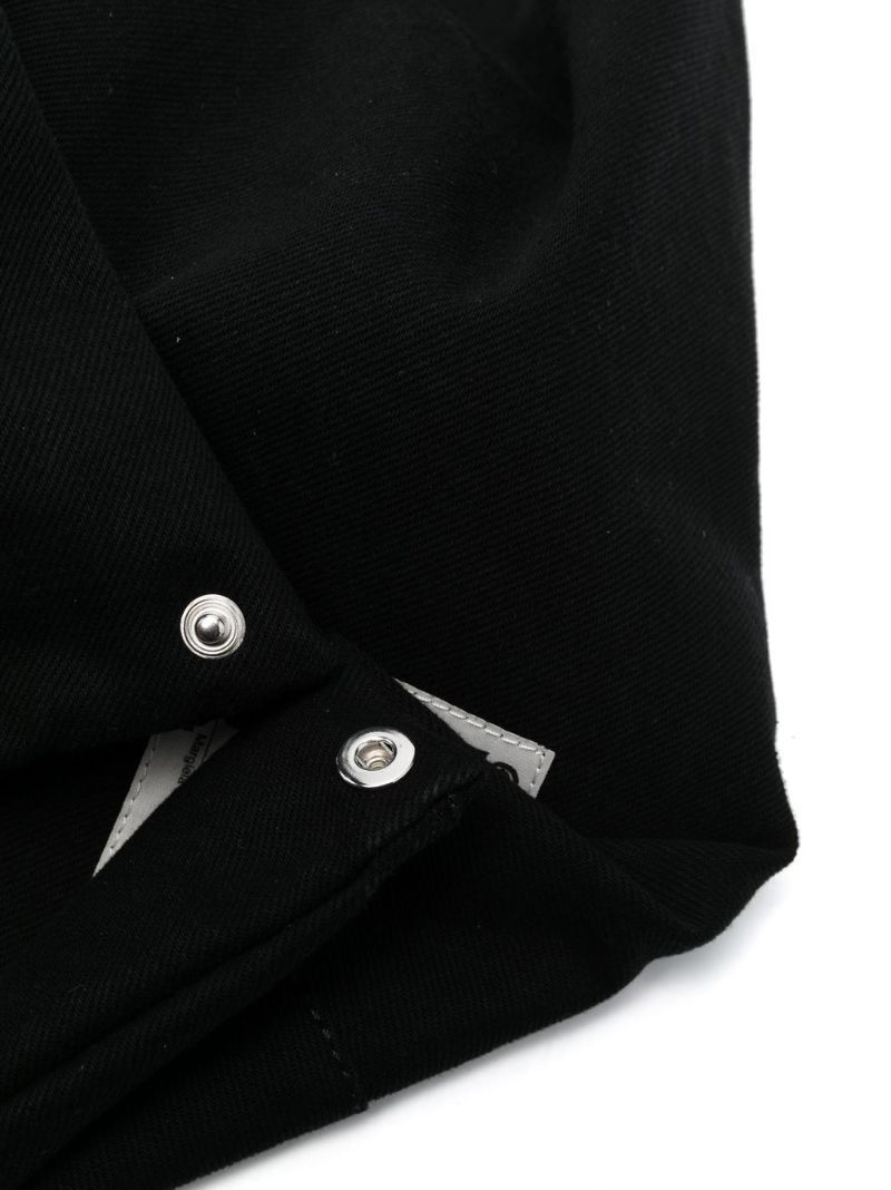 Black Japanese Logo Top Handle Tote Bag