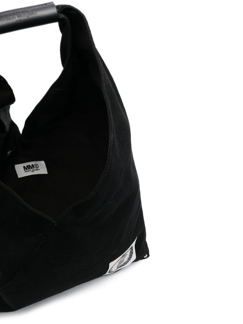 Black Japanese Logo Top Handle Tote Bag
