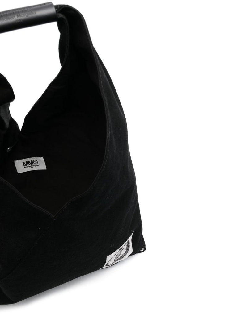 Black Japanese Logo Top Handle Tote Bag