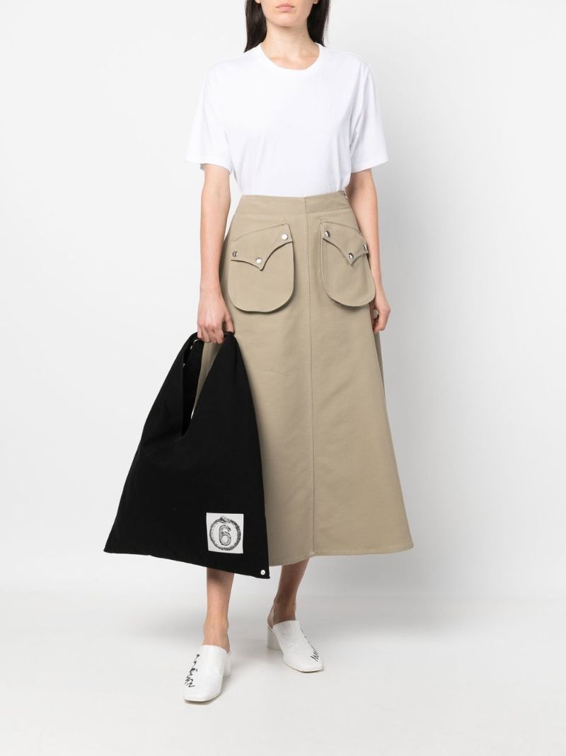 Black Japanese Logo Top Handle Tote Bag