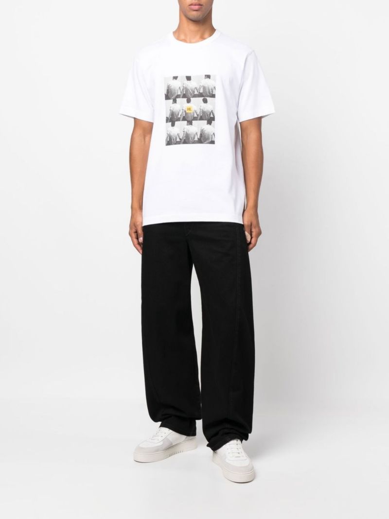 White Graphic Print Cotton T-shirt