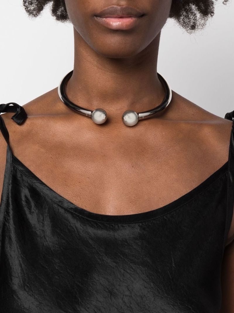 Silver-tone Piercing Choker Necklace