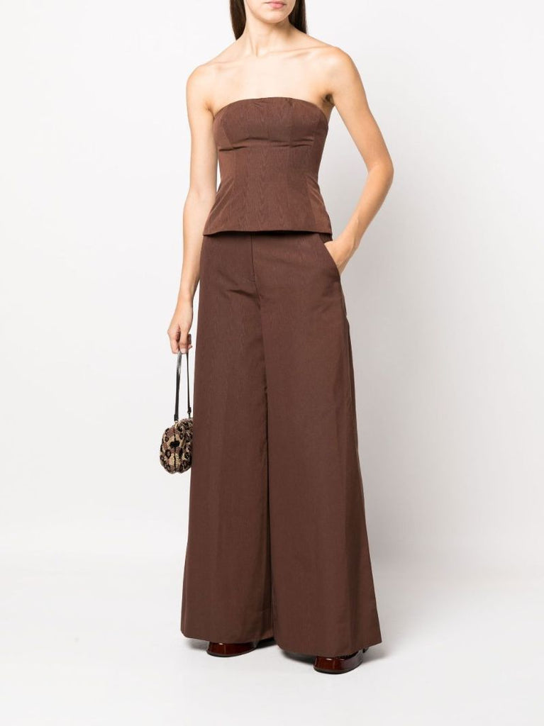 Brown Oak Wide-leg Trousers
