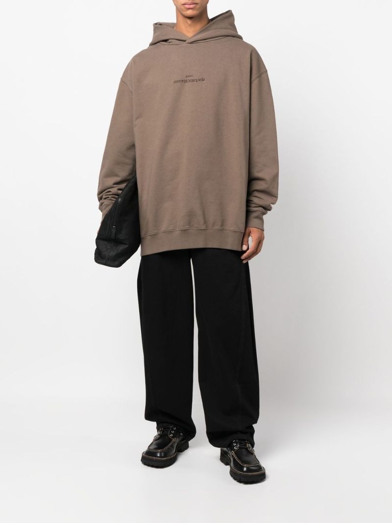 Brown Logo Print Cotton Hoodie