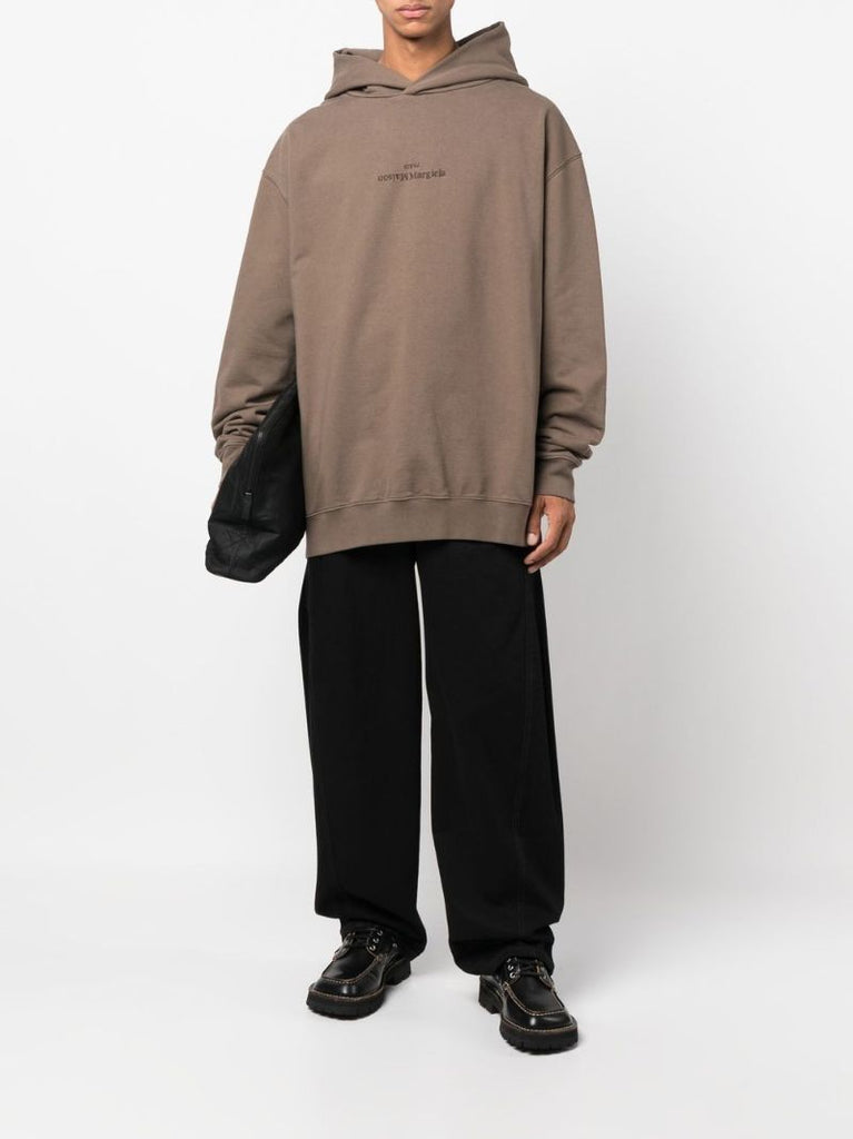 Brown Logo Print Cotton Hoodie