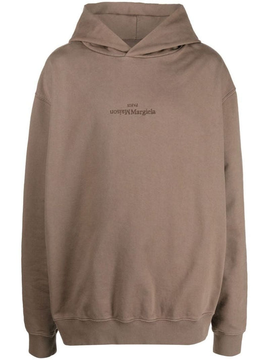 Brown Logo Print Cotton Hoodie