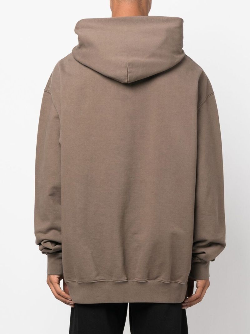 Brown Logo Print Cotton Hoodie