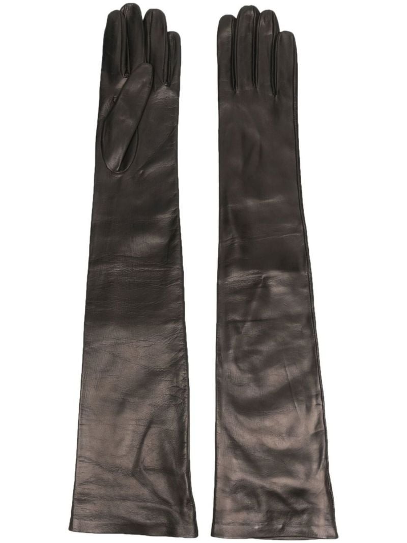 Black Long Leather Gloves