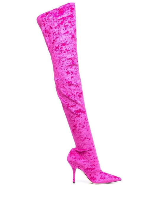 Pink Mama 95 Over-the-knee Velvet Boots
