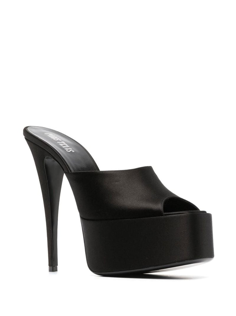 Black Marina 155 Satin Platform Sandals