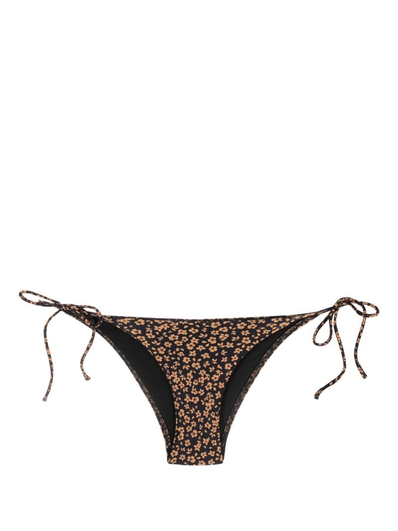 Black Floral Print Bikini Bottoms