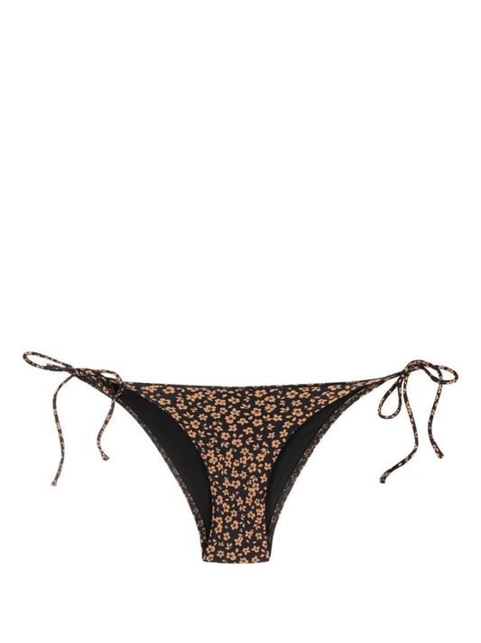 Black Floral Print Bikini Bottoms
