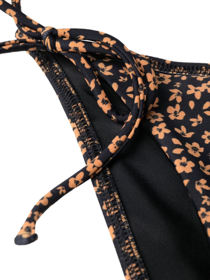 Black Floral Print Bikini Bottoms