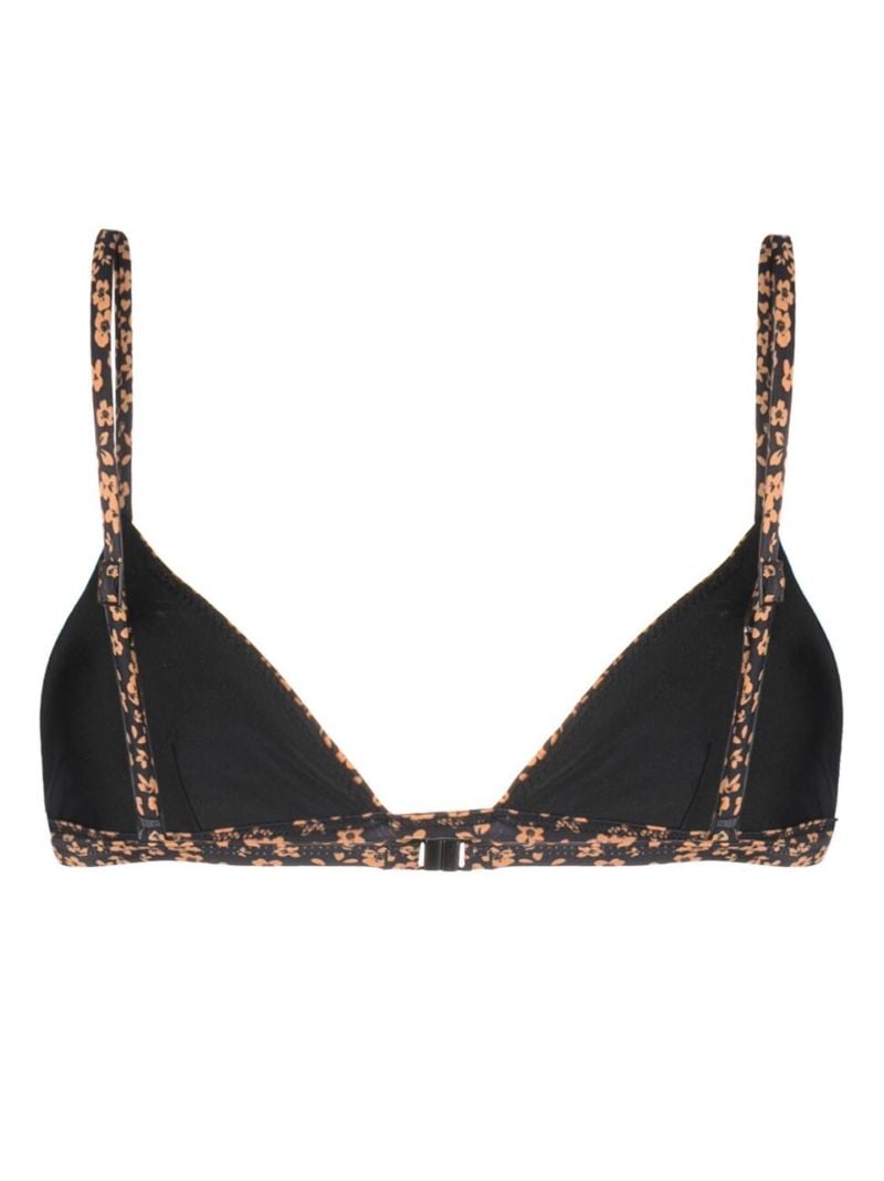 Black Floral-print Bikini Top