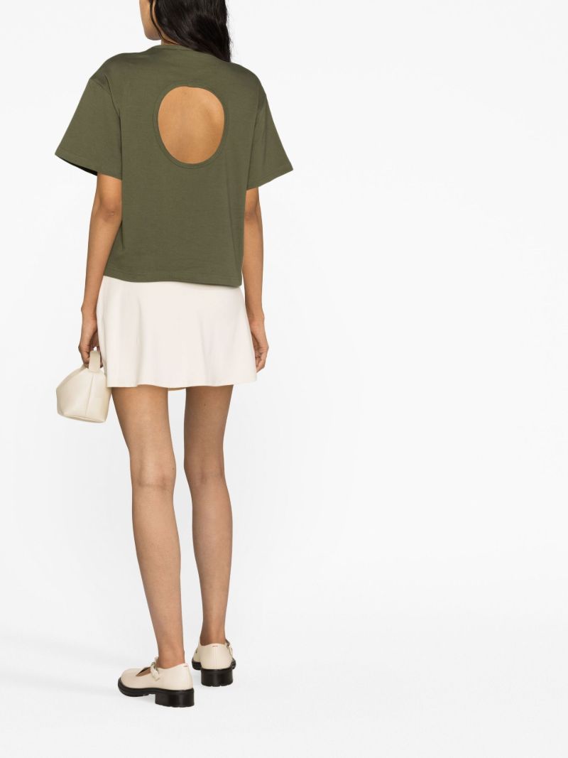 Green Cut-out Cotton T-shirt