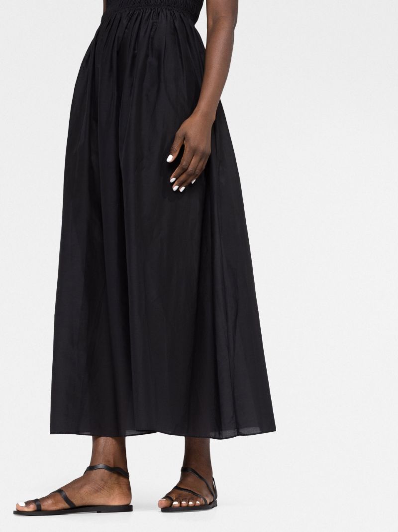 Black Shirred Sleeveless Midi Dress