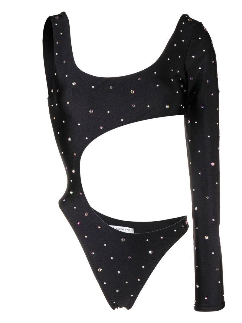 Black Studded Cut-out Swimsuit