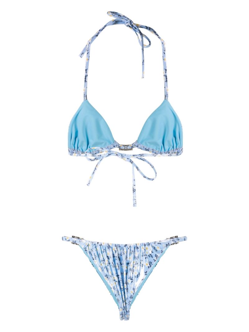Blue Daisy Print Bikini