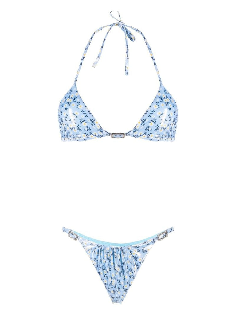 Blue Daisy Print Bikini