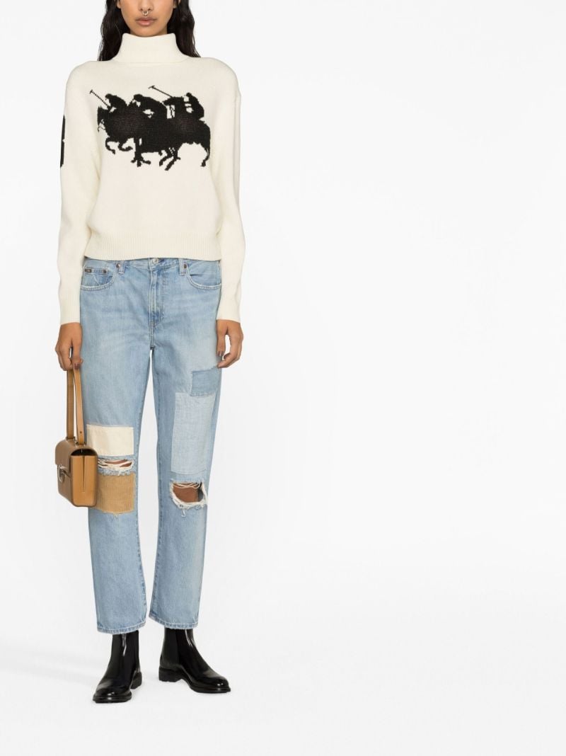 Blue Avery Patchwork Boyfriend Jeans