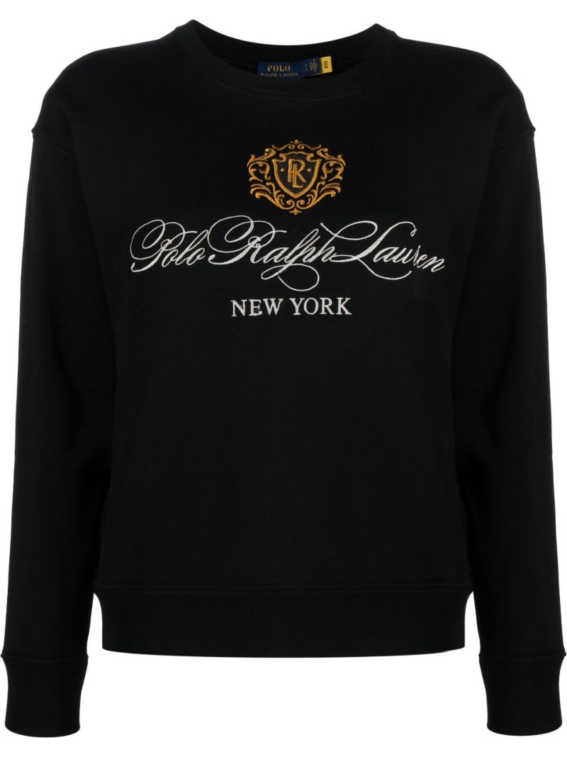 Black Logo Crest Cotton Sweatshirt