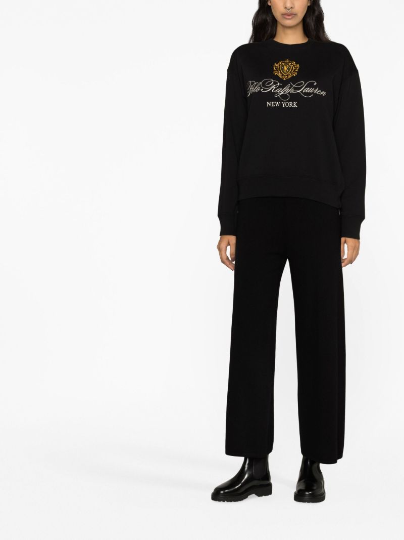 Black Logo Crest Cotton Sweatshirt
