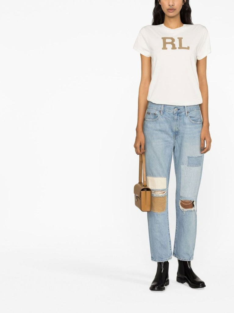White Logo Cotton T-shirt