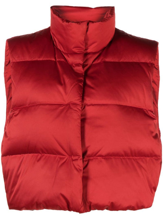 Red Cropped Puffer Gilet