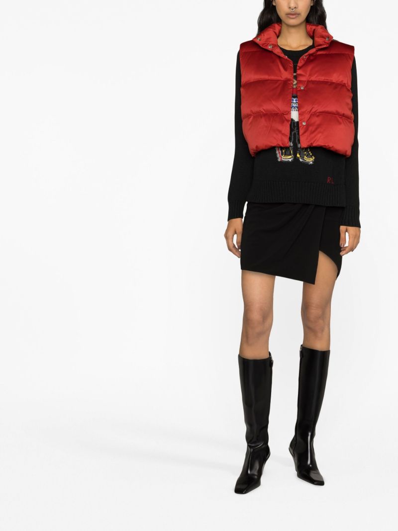 Red Cropped Puffer Gilet