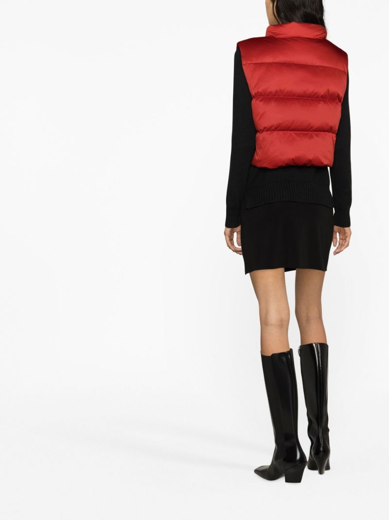 Red Cropped Puffer Gilet