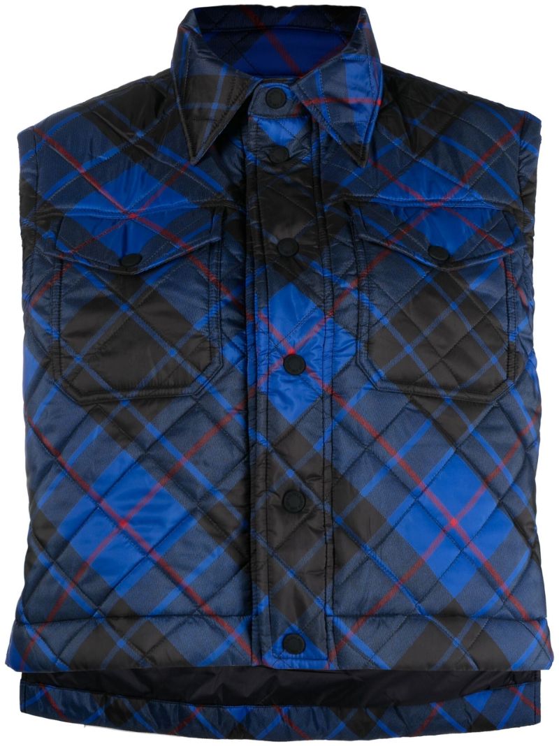 Blue Check Padded Gilet
