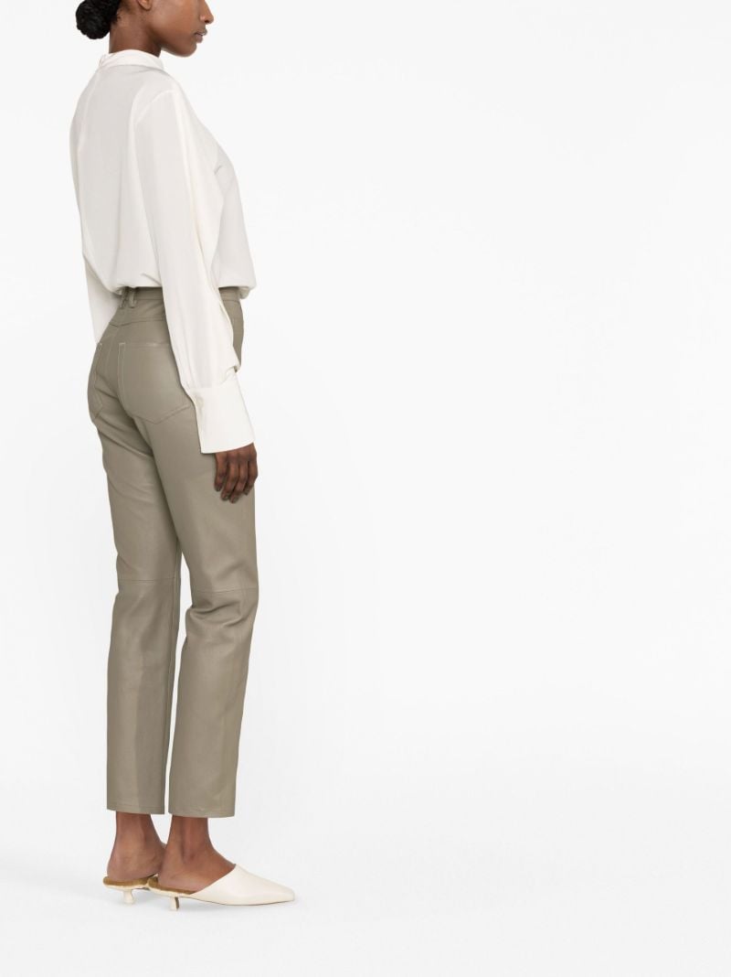 Neutral High Waist Tailored Leather Trousers