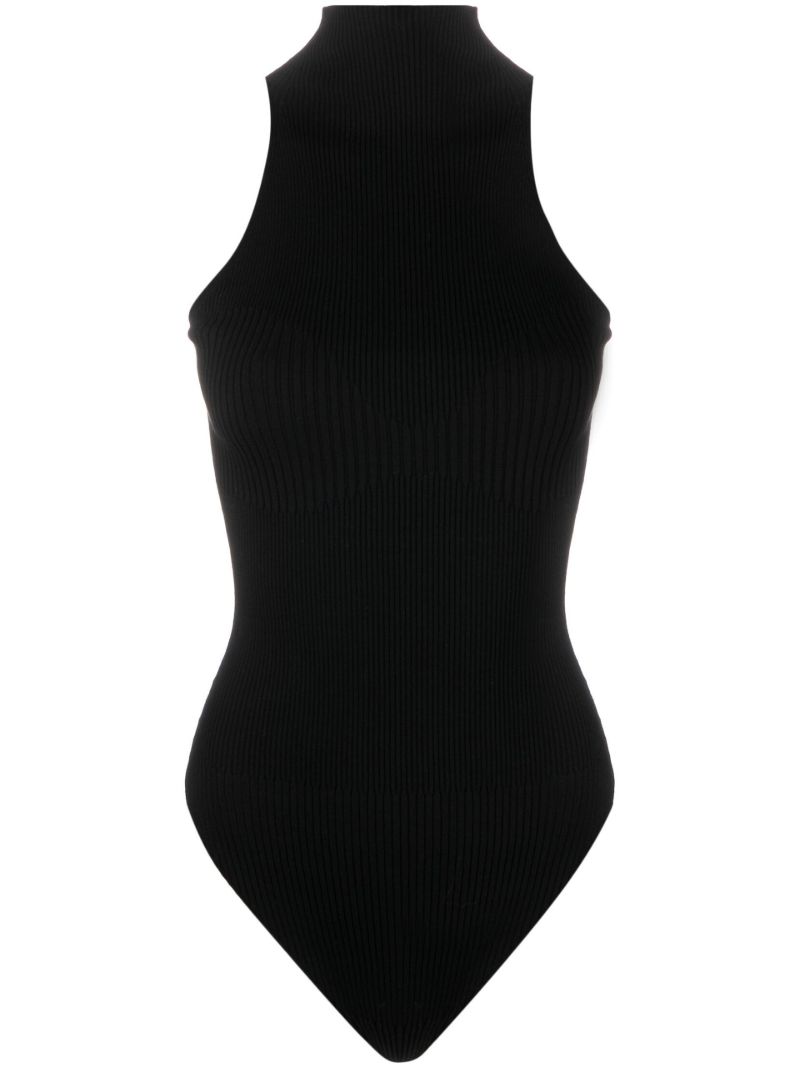 Black Sleeveless High-neck Bodysuit