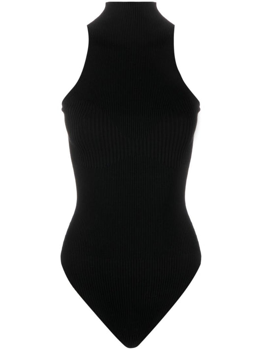Black Sleeveless High-neck Bodysuit