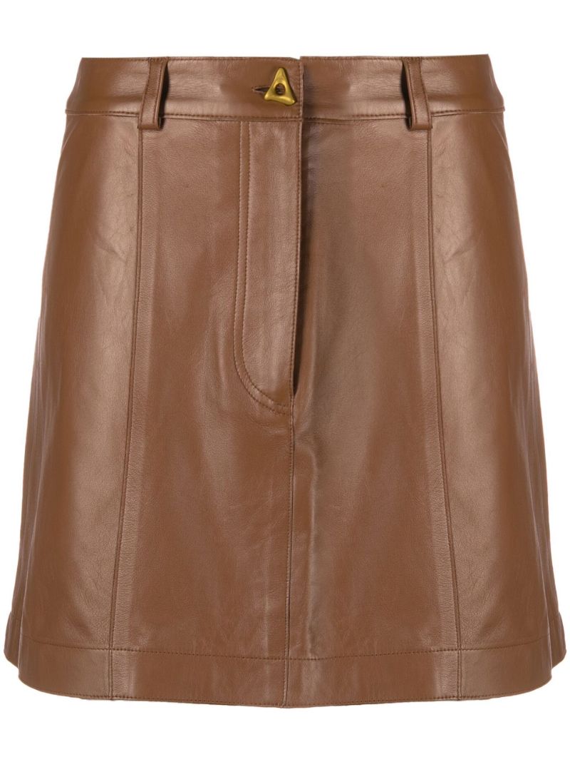 Brown A-line Leather Skirt