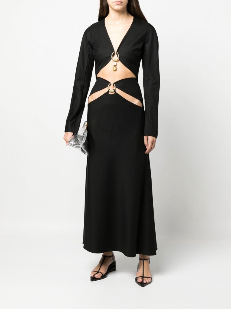 Black Cut-out Wool Maxi Skirt
