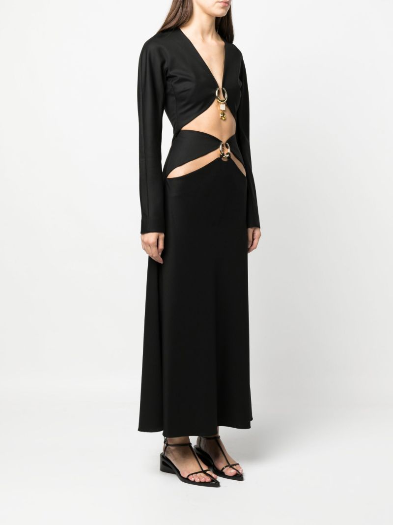 Black Cut-out Wool Maxi Skirt