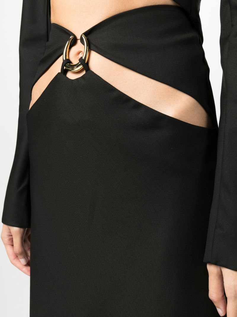 Black Cut-out Wool Maxi Skirt