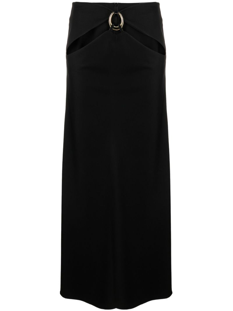 Black Cut-out Wool Maxi Skirt